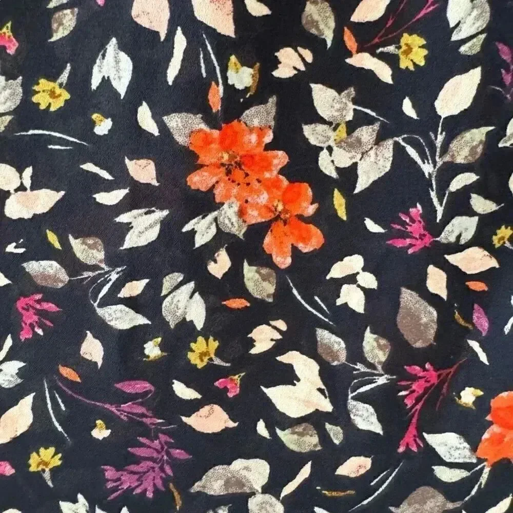 Anthropologie Danielrainn Floral Print Blouse Top Short Sleeve Chiffon L #2205